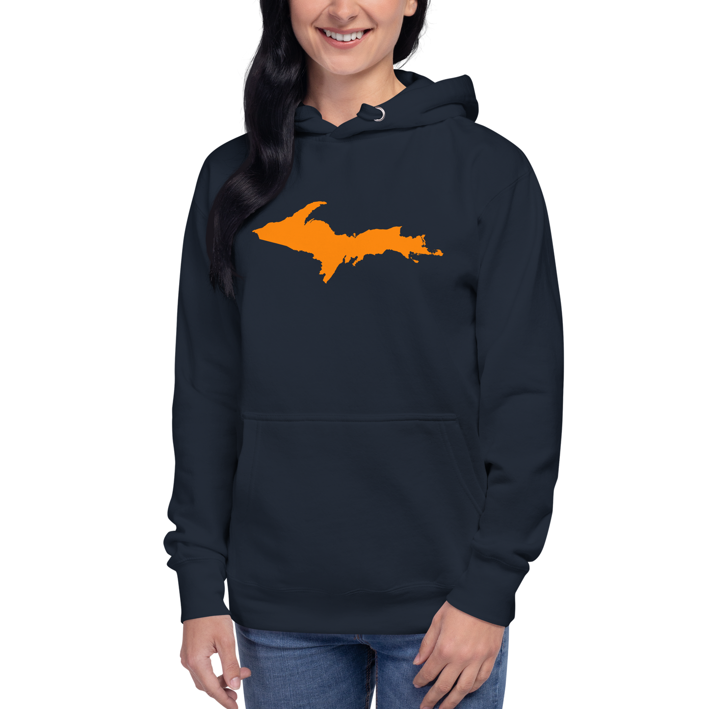 Michigan Upper Peninsula Hoodie (w/ Orange UP Outline) | Unisex Premium