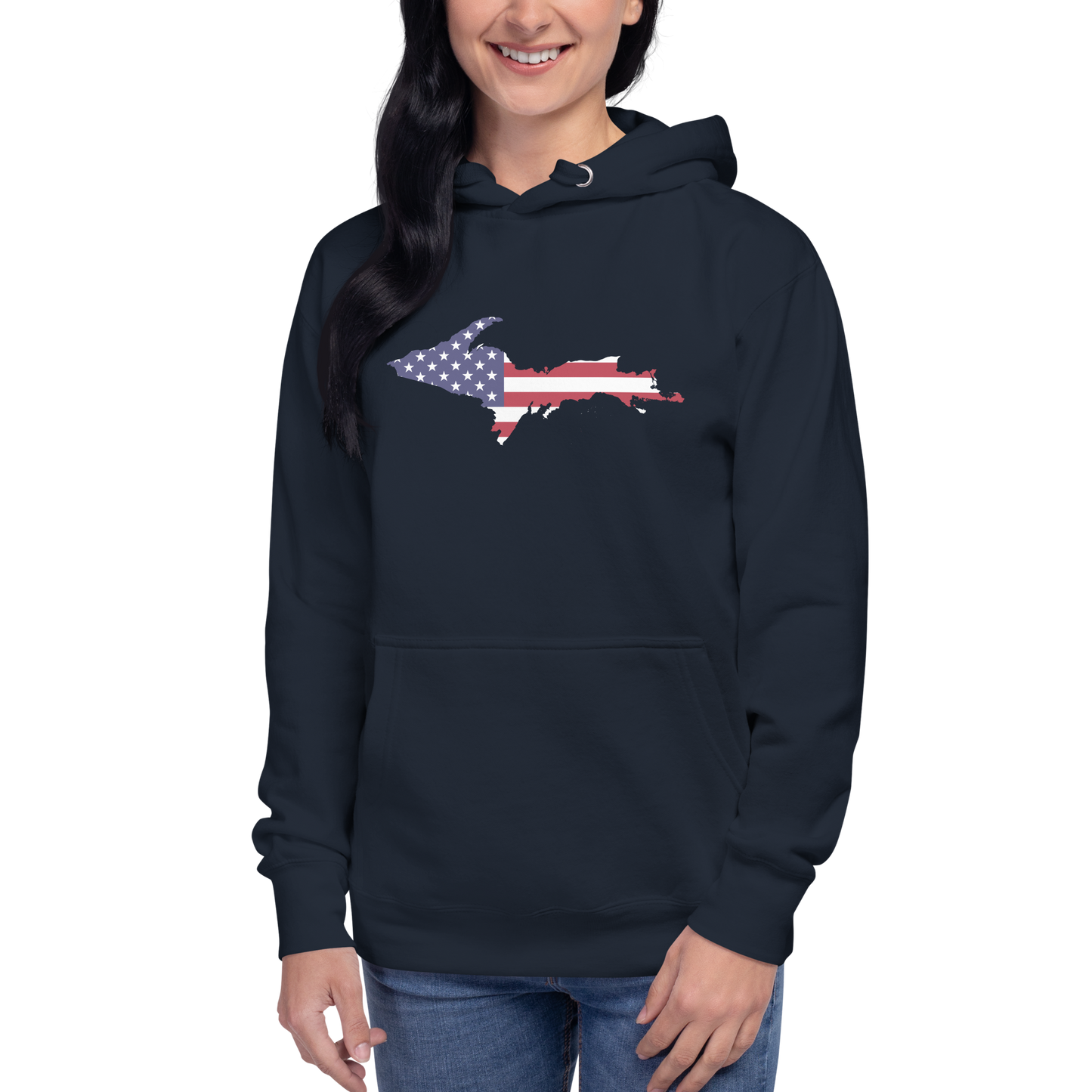 Michigan Upper Peninsula Hoodie (w/ UP USA Flag Outline) | Unisex Premium