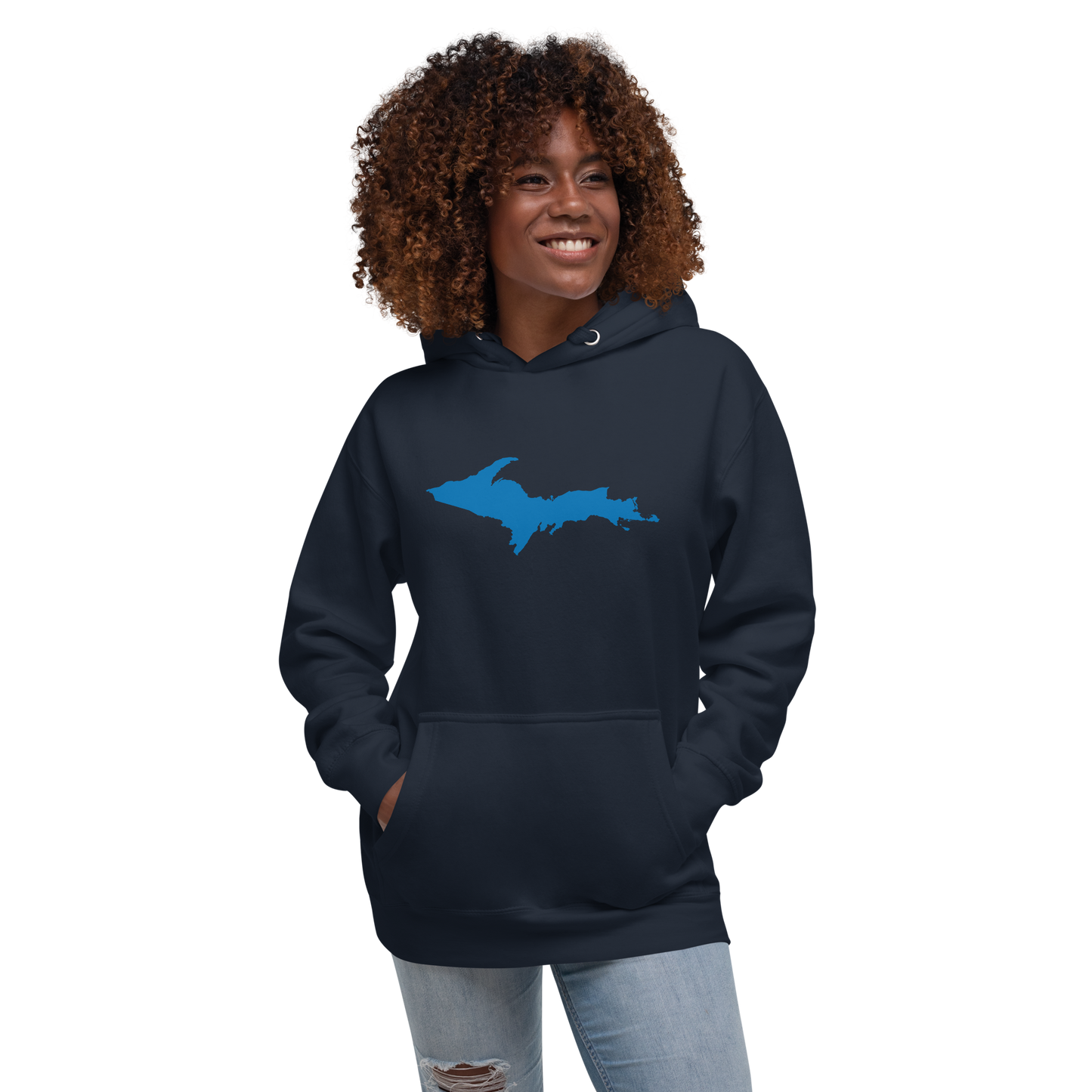 Michigan Upper Peninsula Hoodie (w/ Azure UP Outline) | Unisex Premium