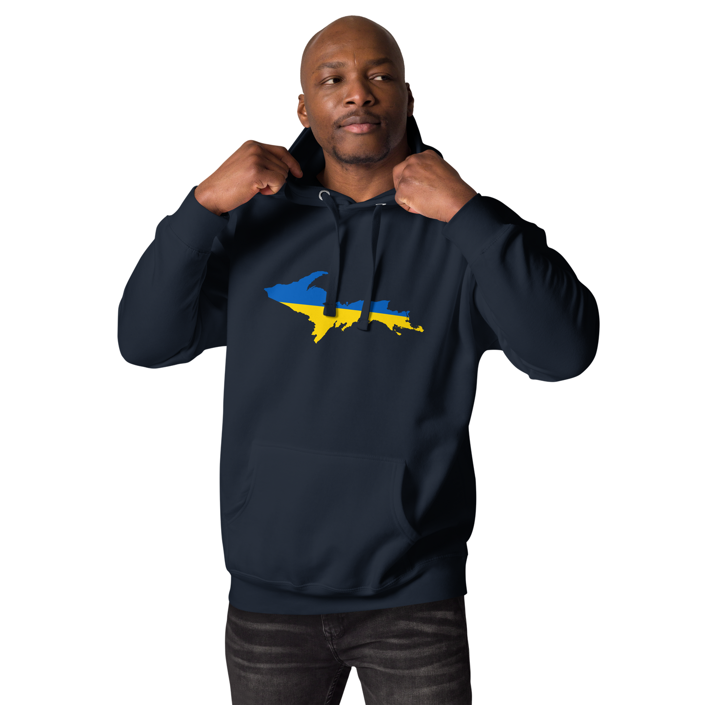 Michigan Upper Peninsula Hoodie (w/ UP Ukraine Flag Outline) | Unisex Premium