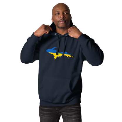 Michigan Upper Peninsula Hoodie (w/ UP Ukraine Flag Outline) | Unisex Premium