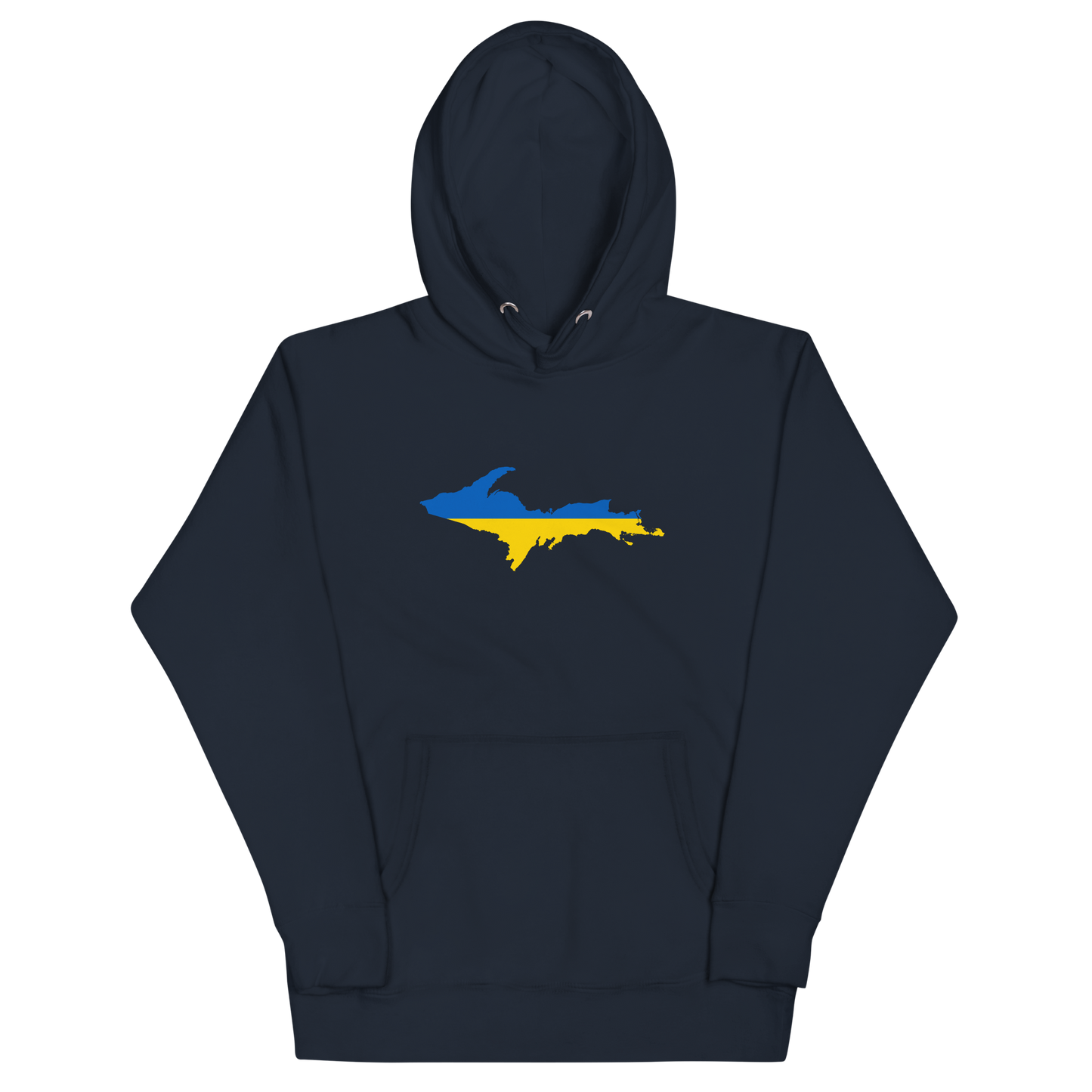 Michigan Upper Peninsula Hoodie (w/ UP Ukraine Flag Outline) | Unisex Premium