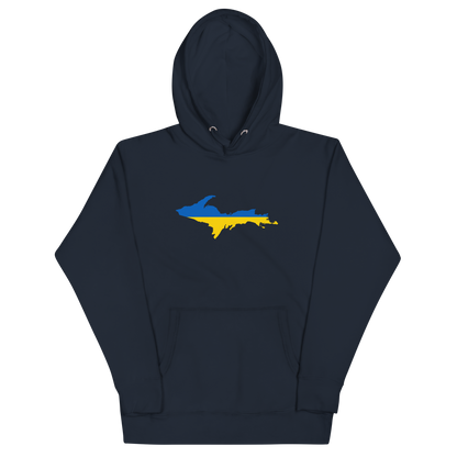 Michigan Upper Peninsula Hoodie (w/ UP Ukraine Flag Outline) | Unisex Premium