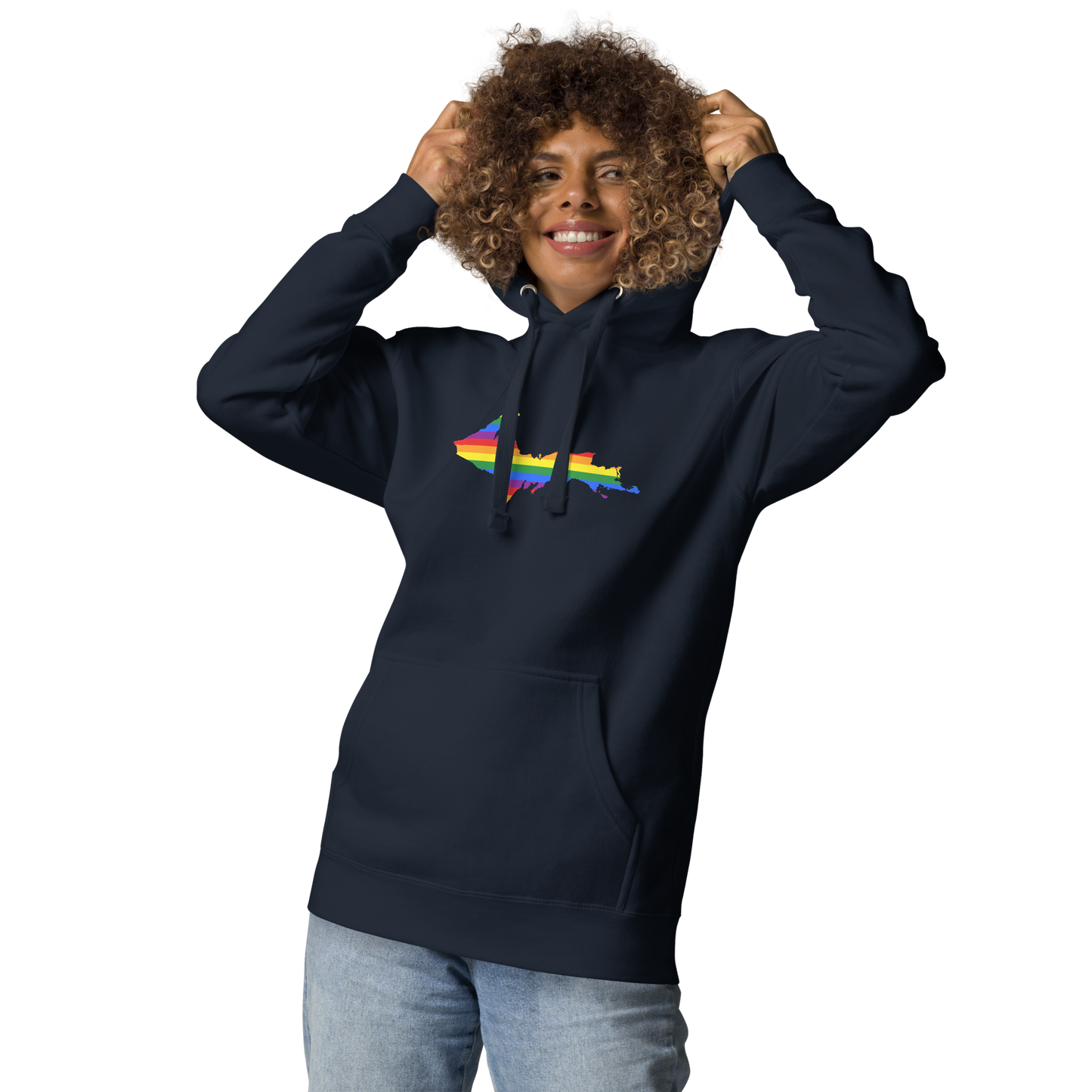 Michigan Upper Peninsula Hoodie (w/ UP Pride Flag Outline) | Unisex Premium