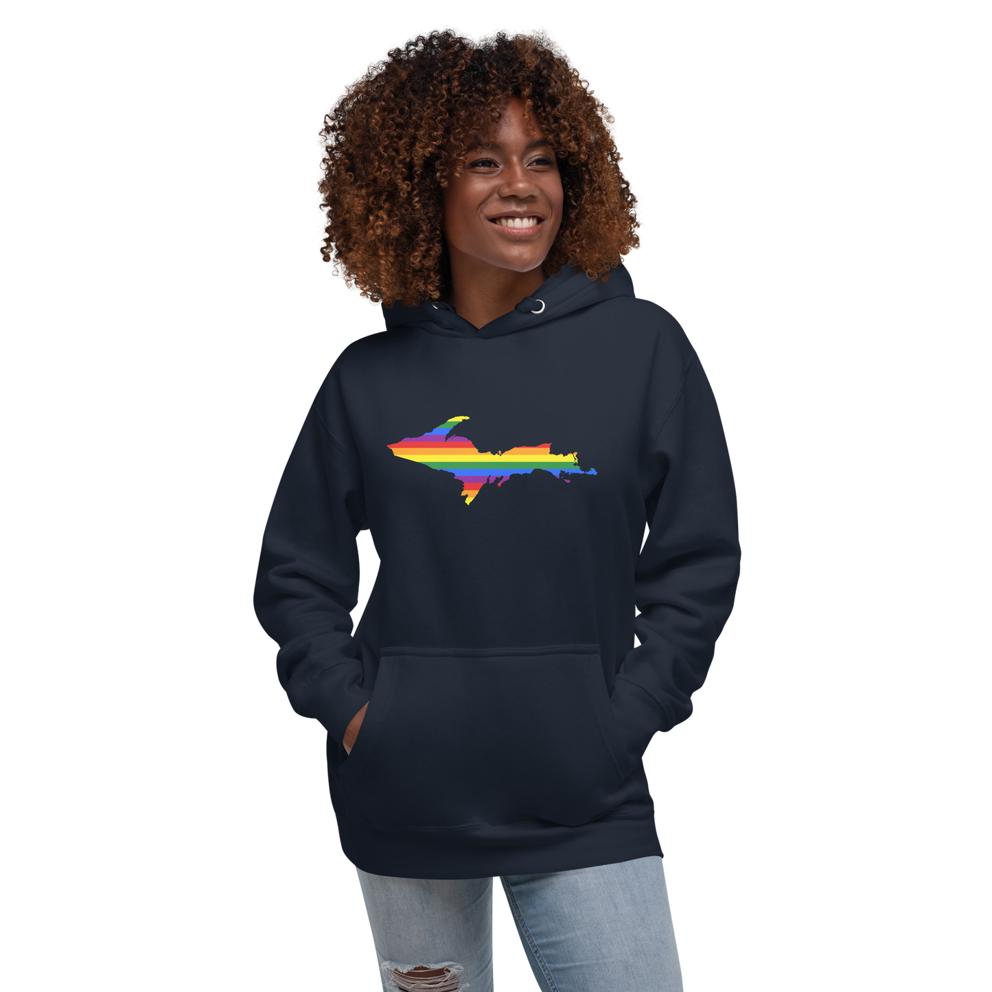 Michigan Upper Peninsula Hoodie (w/ UP Pride Flag Outline) | Unisex Premium