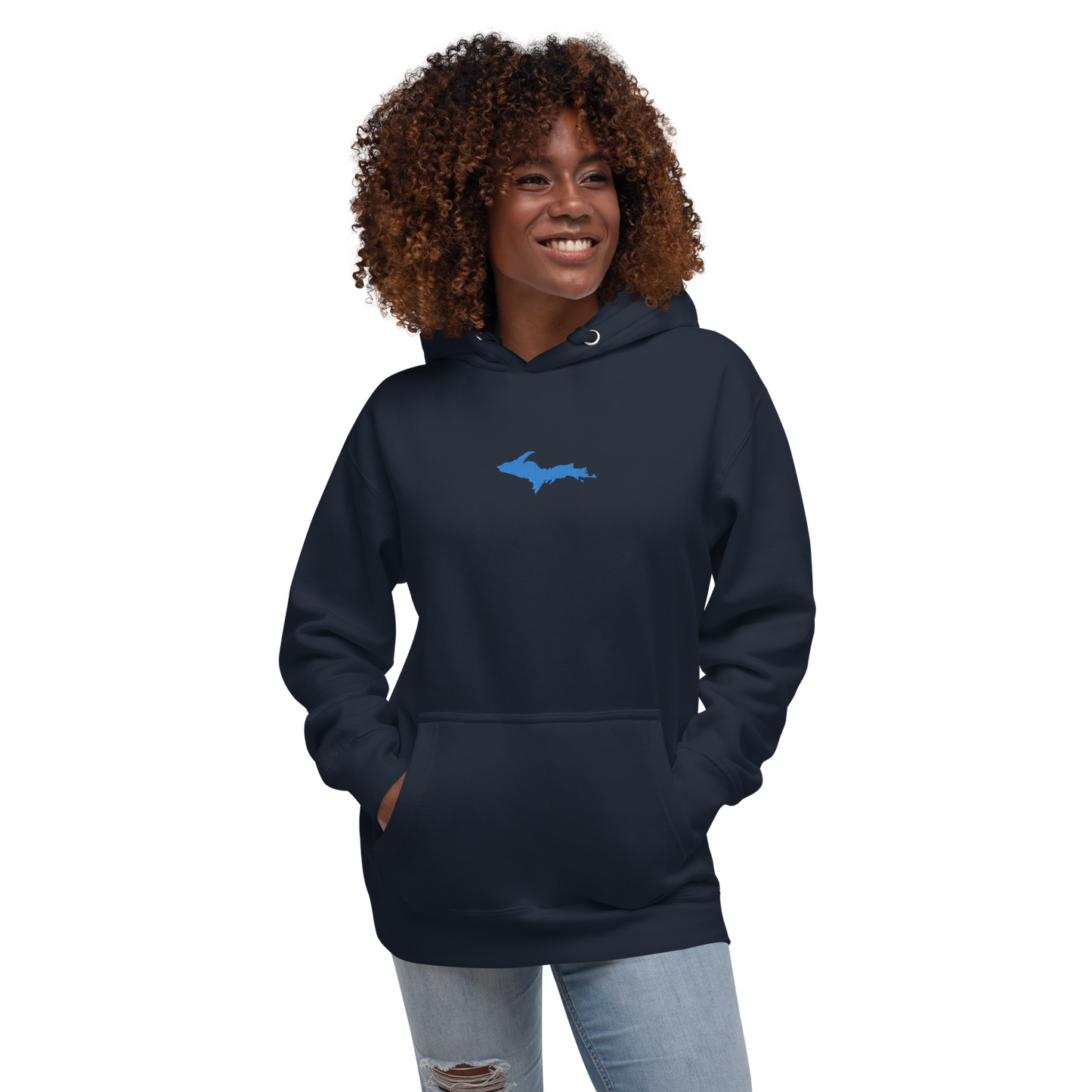 Michigan Upper Peninsula Hoodie (w/ Embroidered Azure UP Outline) | Unisex Premium