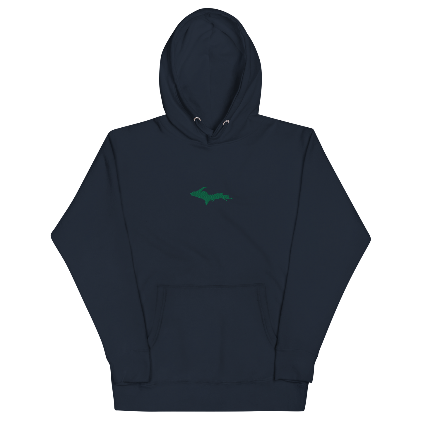 Michigan Upper Peninsula Hoodie (w/ Embroidered Green UP Outline) | Unisex Premium