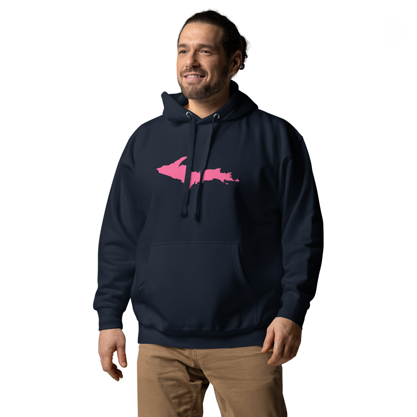 Michigan Upper Peninsula Hoodie (w/ Pink UP Outline) | Unisex Premium