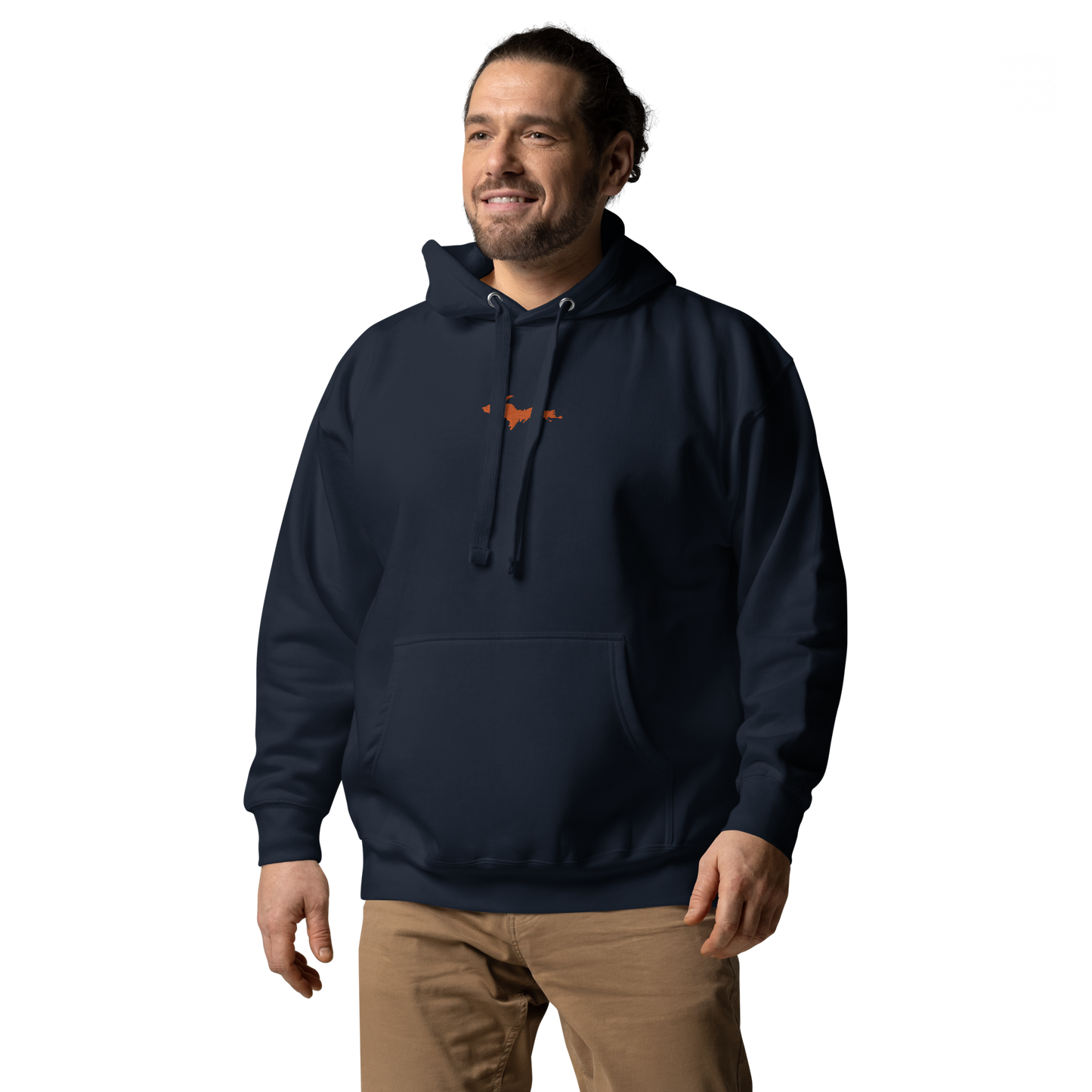 Michigan Upper Peninsula Hoodie (w/ Embroidered Orange UP Outline) | Unisex Premium