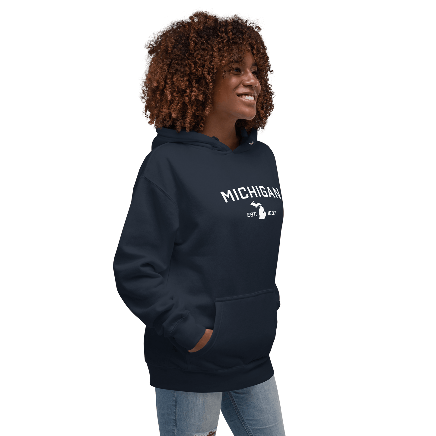 'Michigan EST 1837' Hoodie (w/ Michigan Outline) | Unisex Premium - Circumspice Michigan