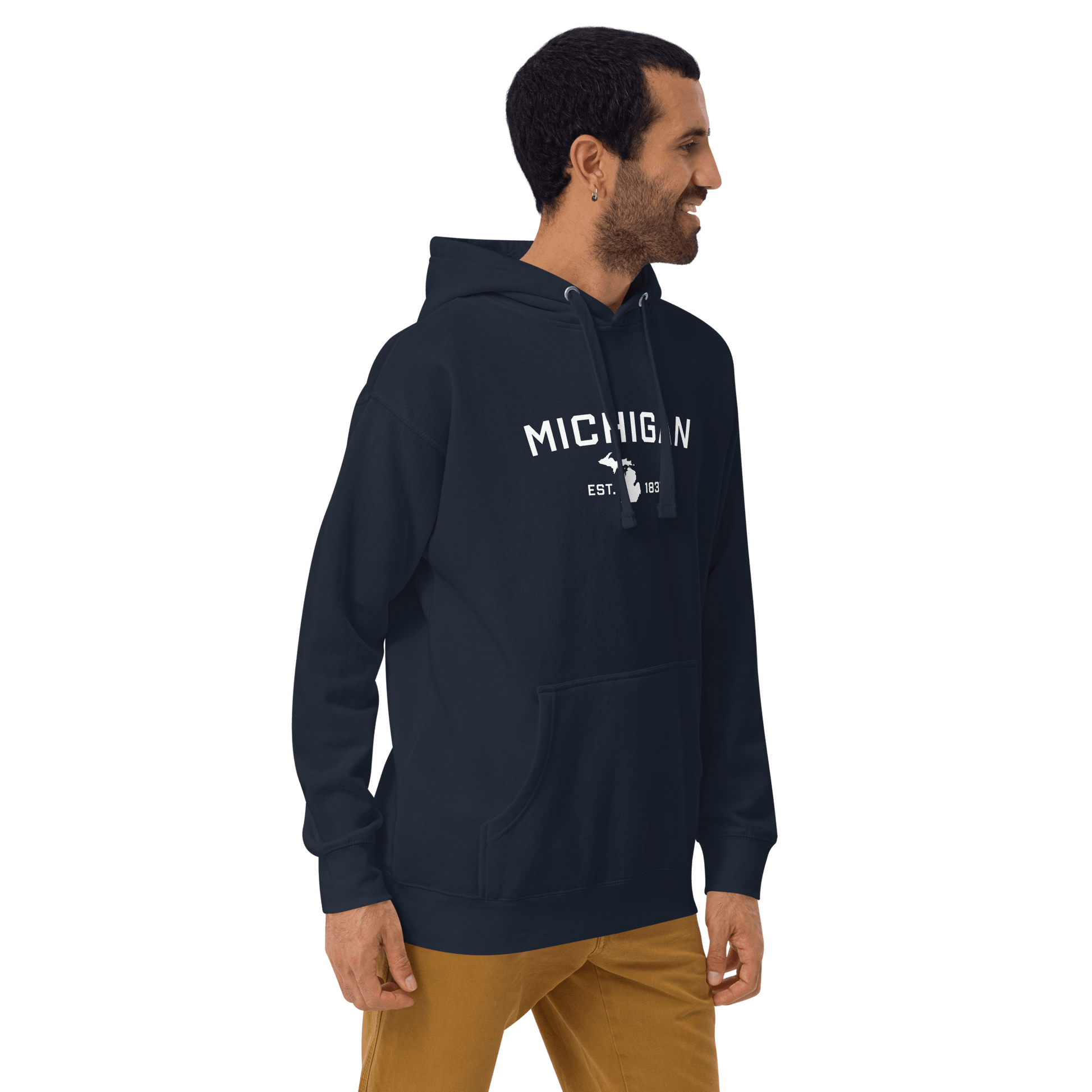 'Michigan EST 1837' Hoodie (w/ Michigan Outline) | Unisex Premium - Circumspice Michigan