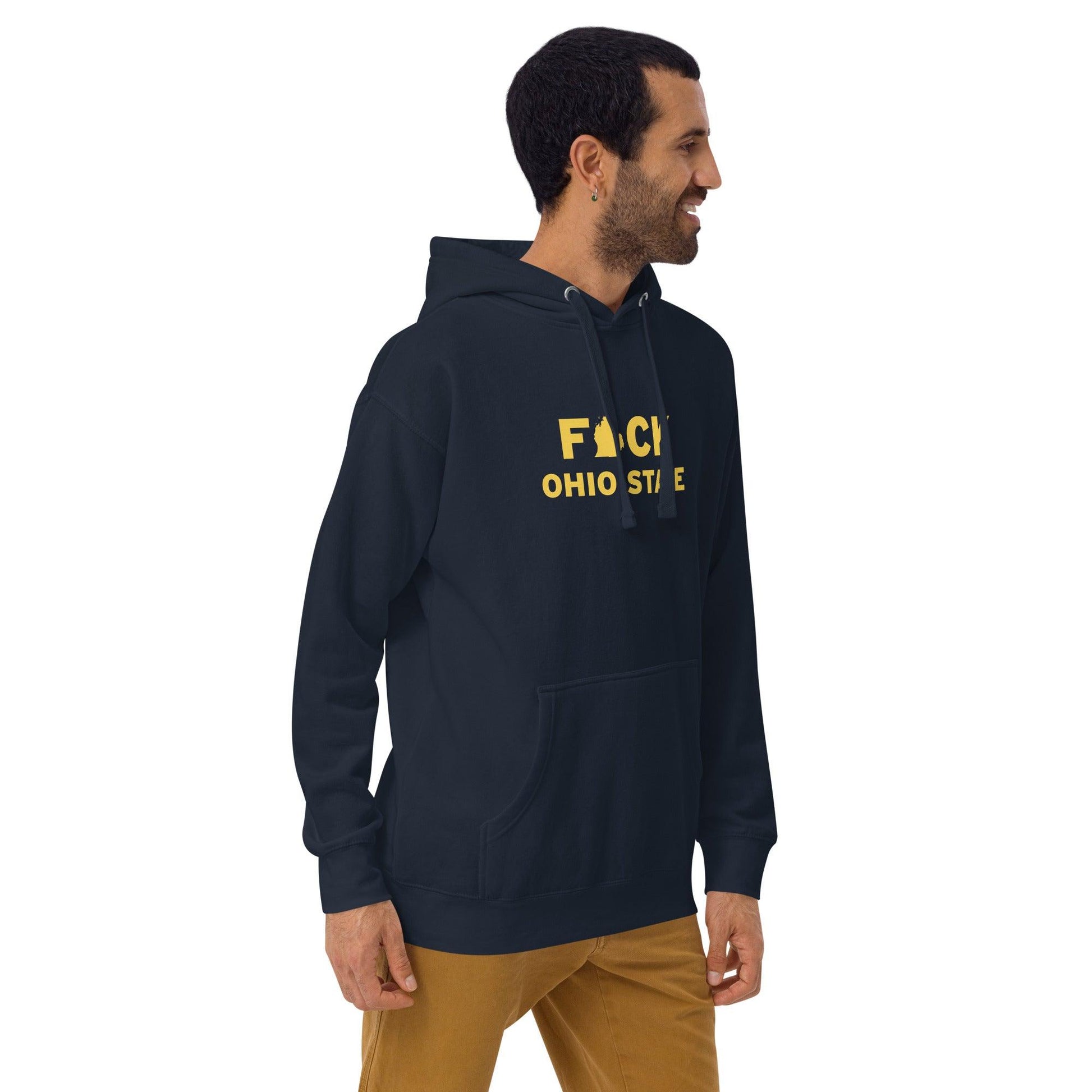 'F*ck Ohio State' Hoodie (Gold Type w/ Lower Peninsula Outline ) | Unisex Premium - Circumspice Michigan