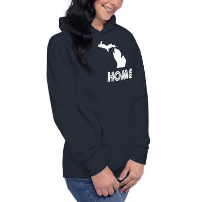 Michigan 'Home' Unisex Premium Hoodie (1970s Audiophile Font w/MI Outline)