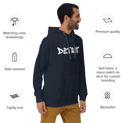 'Detroit' Unisex Premium Hoodie (1980s Hip Hop Font)