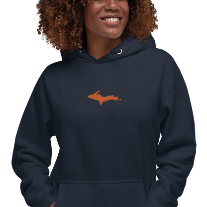 Michigan Upper Peninsula Hoodie (w/ Embroidered Orange UP Outline) | Unisex Premium