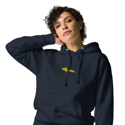 Michigan Upper Peninsula Hoodie (w/ Embroidered Gold UP Outline) | Unisex Premium