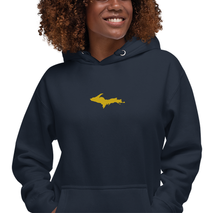 Michigan Upper Peninsula Hoodie (w/ Embroidered Gold UP Outline) | Unisex Premium