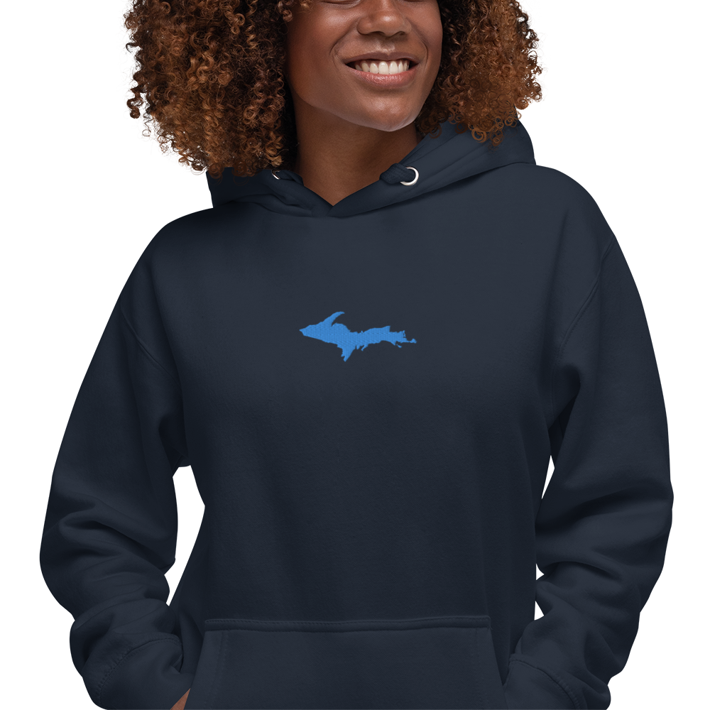 Michigan Upper Peninsula Hoodie (w/ Embroidered Azure UP Outline) | Unisex Premium