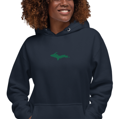 Michigan Upper Peninsula Hoodie (w/ Embroidered Green UP Outline) | Unisex Premium