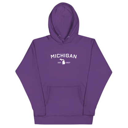 'Michigan EST 1837' Hoodie (w/ Michigan Outline) | Unisex Premium - Circumspice Michigan