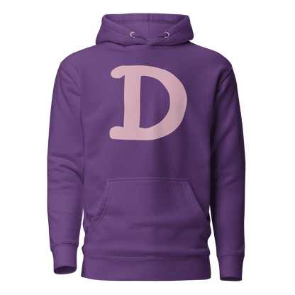 Detroit 'Old French D' Hoodie (Pink Full Body Outline) | Unisex Premium - Circumspice Michigan