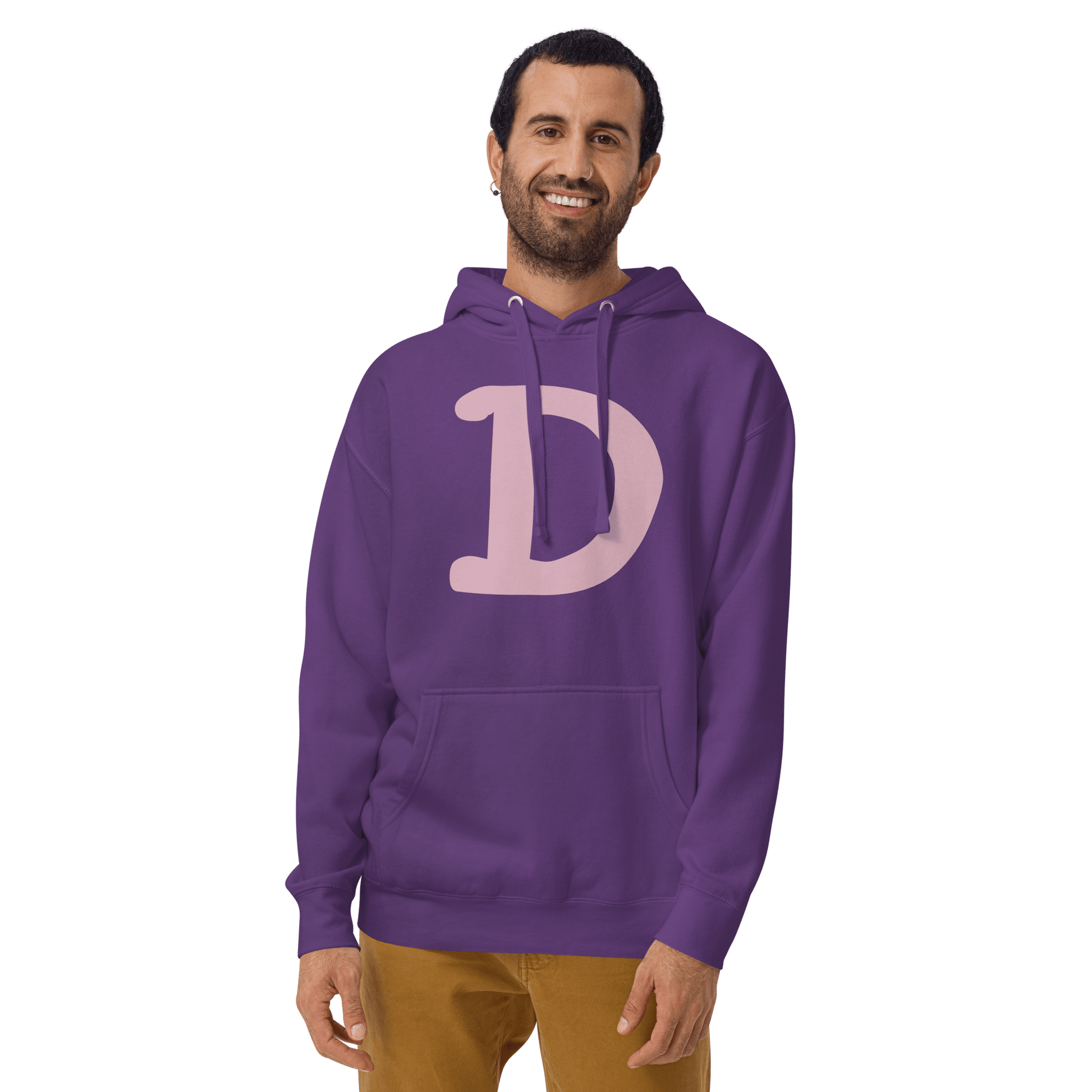 Detroit 'Old French D' Hoodie (Pink Full Body Outline) | Unisex Premium - Circumspice Michigan