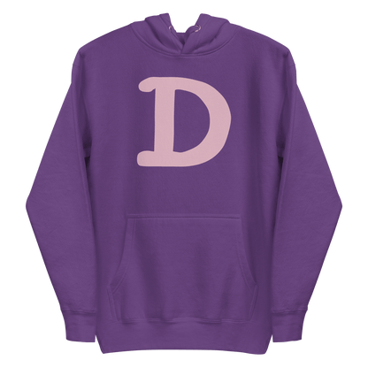 Detroit 'Old French D' Hoodie (Pink Full Body Outline) | Unisex Premium - Circumspice Michigan