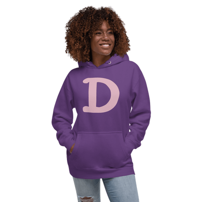 Detroit 'Old French D' Hoodie (Pink Full Body Outline) | Unisex Premium - Circumspice Michigan