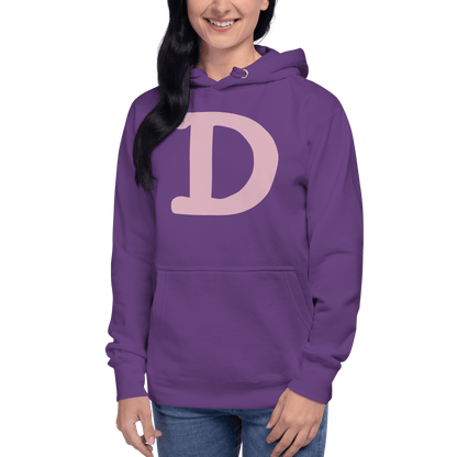 Detroit 'Old French D' Hoodie (Pink Full Body Outline) | Unisex Premium - Circumspice Michigan