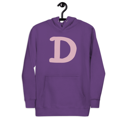 Detroit 'Old French D' Hoodie (Pink Full Body Outline) | Unisex Premium - Circumspice Michigan