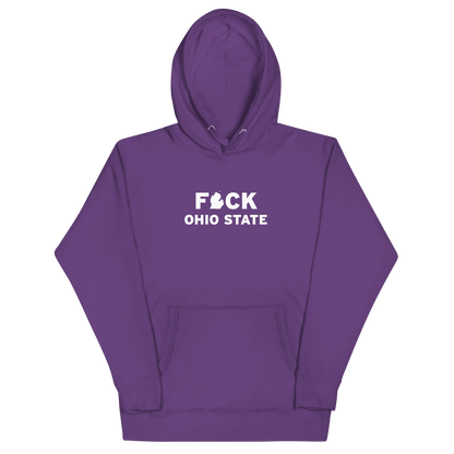 'F*ck Ohio State' Hoodie (White/Navy Type w/ Lower Peninsula Outline ) | Unisex Premium - Circumspice Michigan