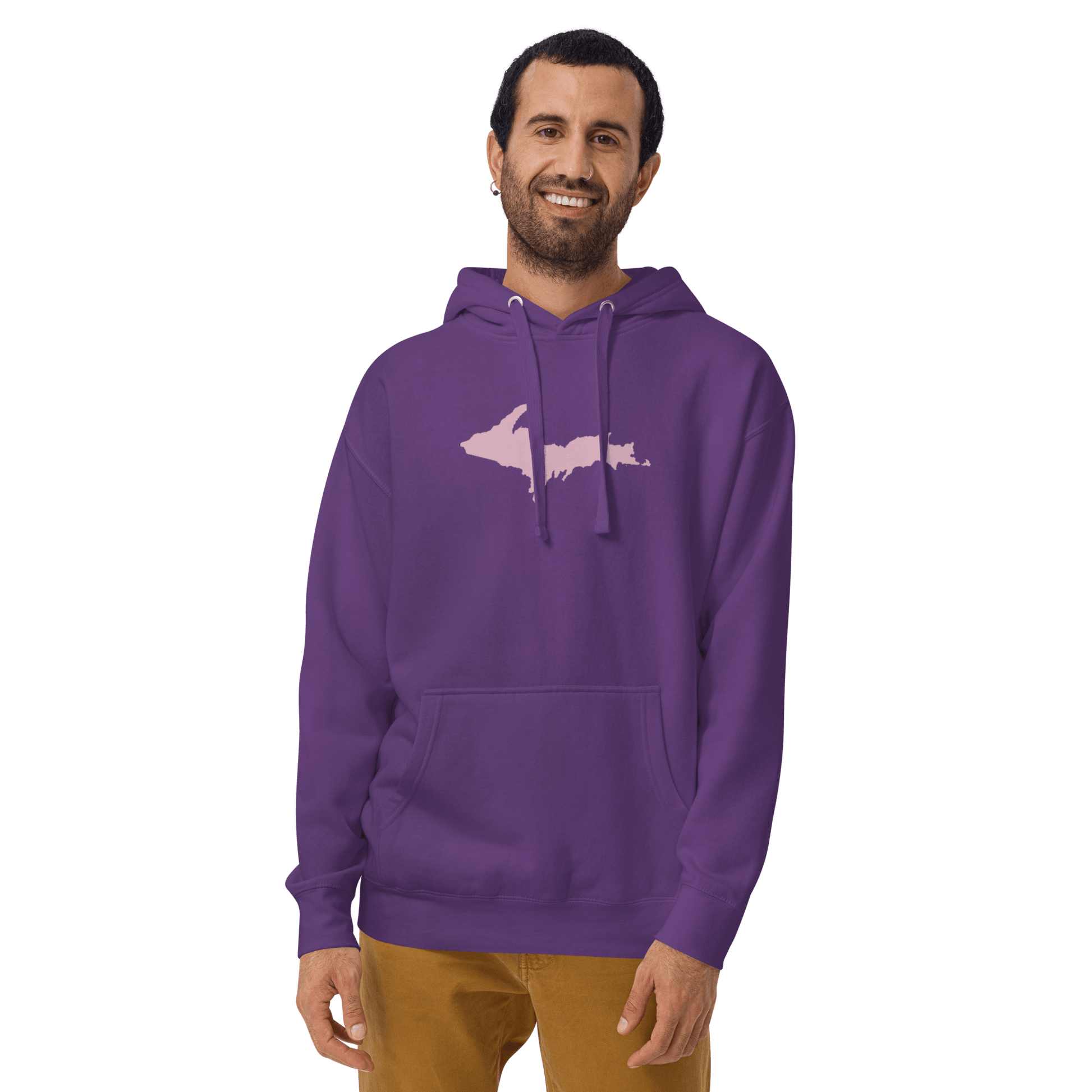 Upper Peninsula Hoodie (w/ Pink U.P. Outline) | Unisex Premium - Circumspice Michigan