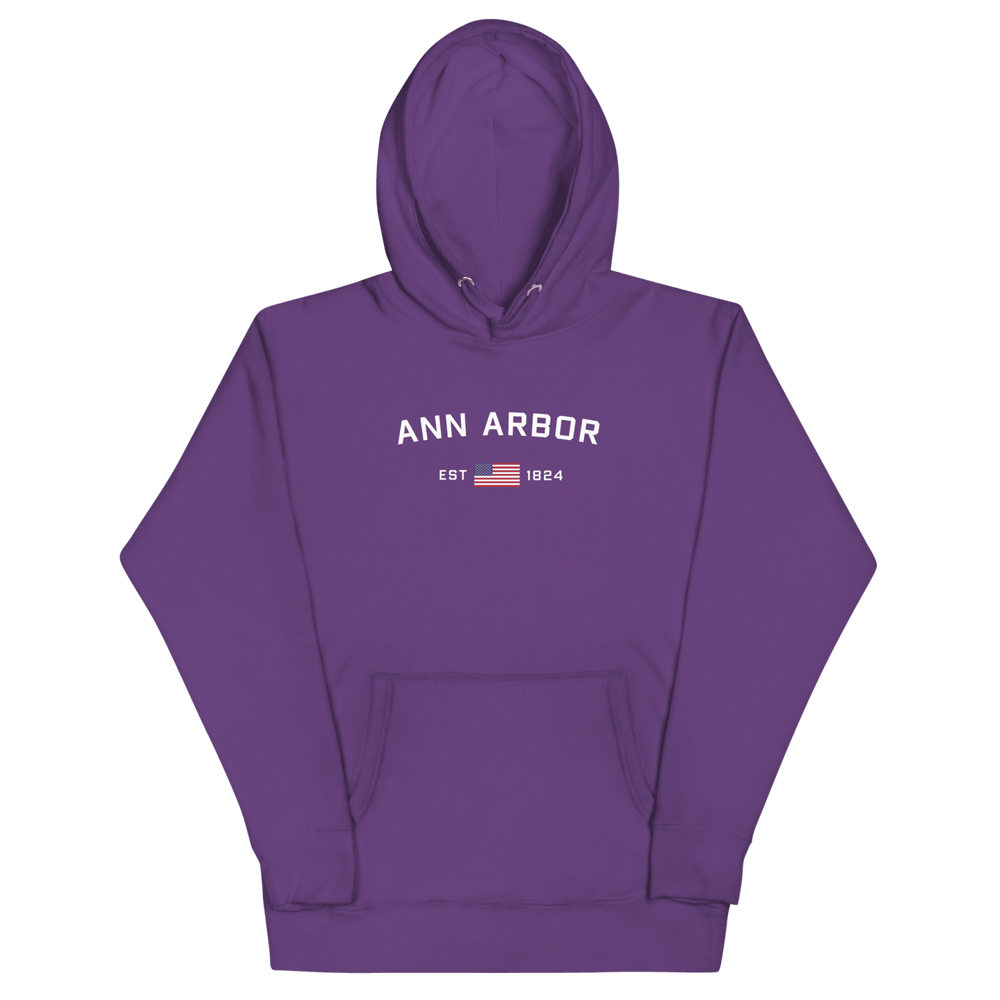 'Ann Arbor EST 1824' Hoodie (w/ USA Flag Outline) | Unisex Premium - Circumspice Michigan