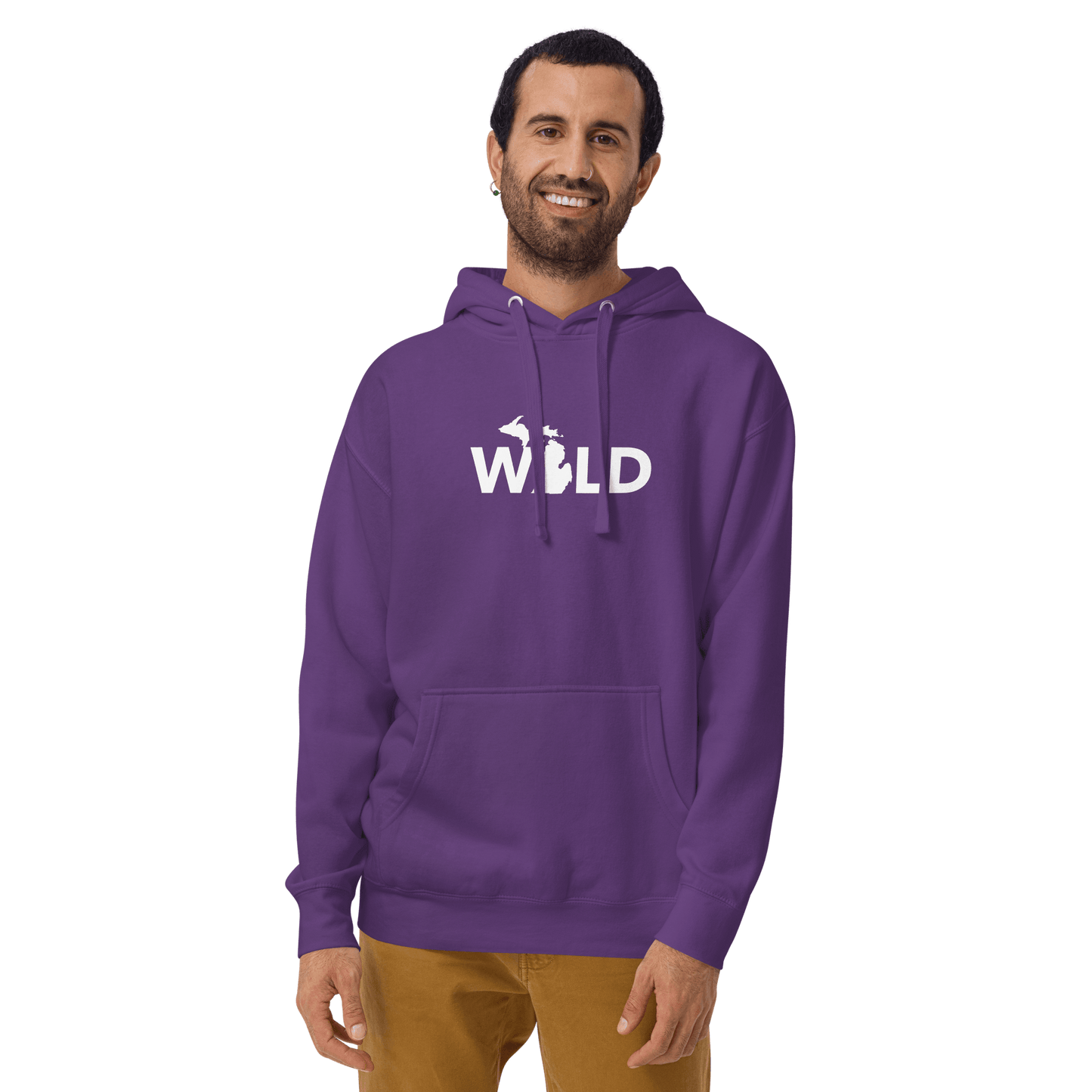 Michigan 'Wild' Hoodie (Geometric Sans Font w/ MI Outline) | Unisex Premium - Circumspice Michigan