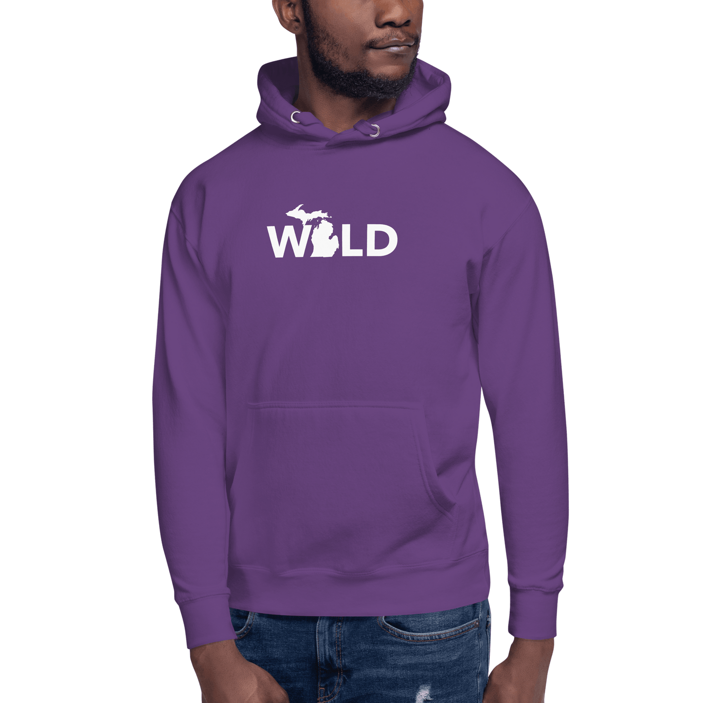 Michigan 'Wild' Hoodie (Geometric Sans Font w/ MI Outline) | Unisex Premium - Circumspice Michigan