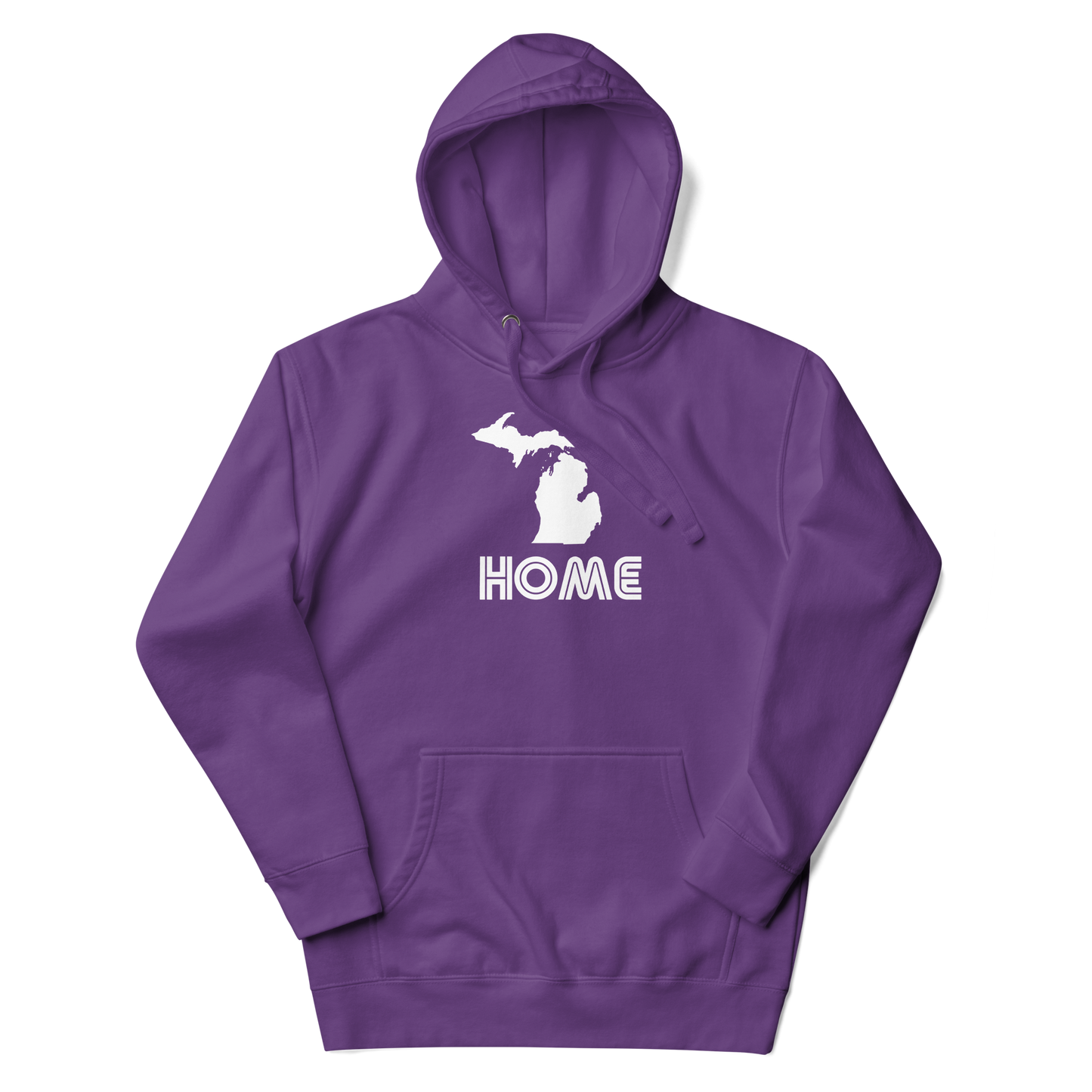 Michigan 'Home' Unisex Premium Hoodie (1970s Audiophile Font w/MI Outline)