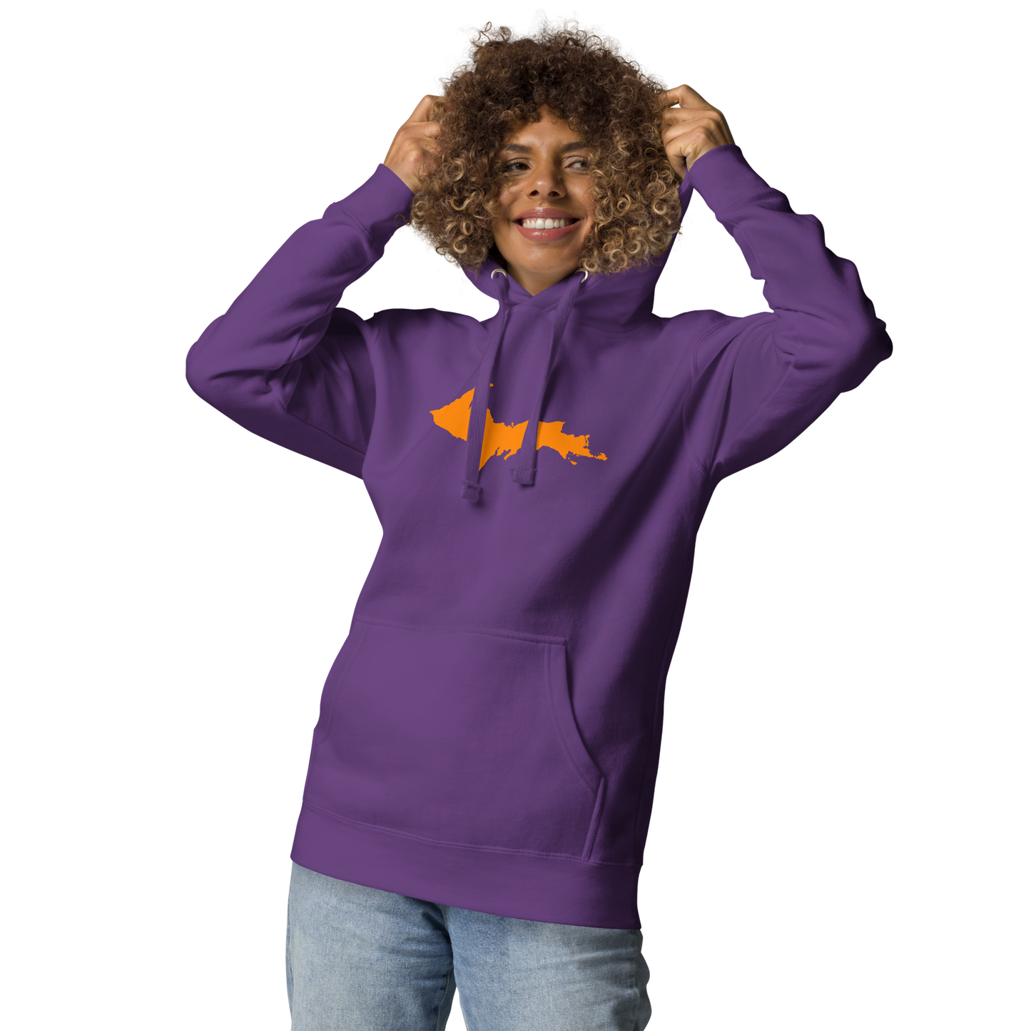 Michigan Upper Peninsula Hoodie (w/ Orange UP Outline) | Unisex Premium