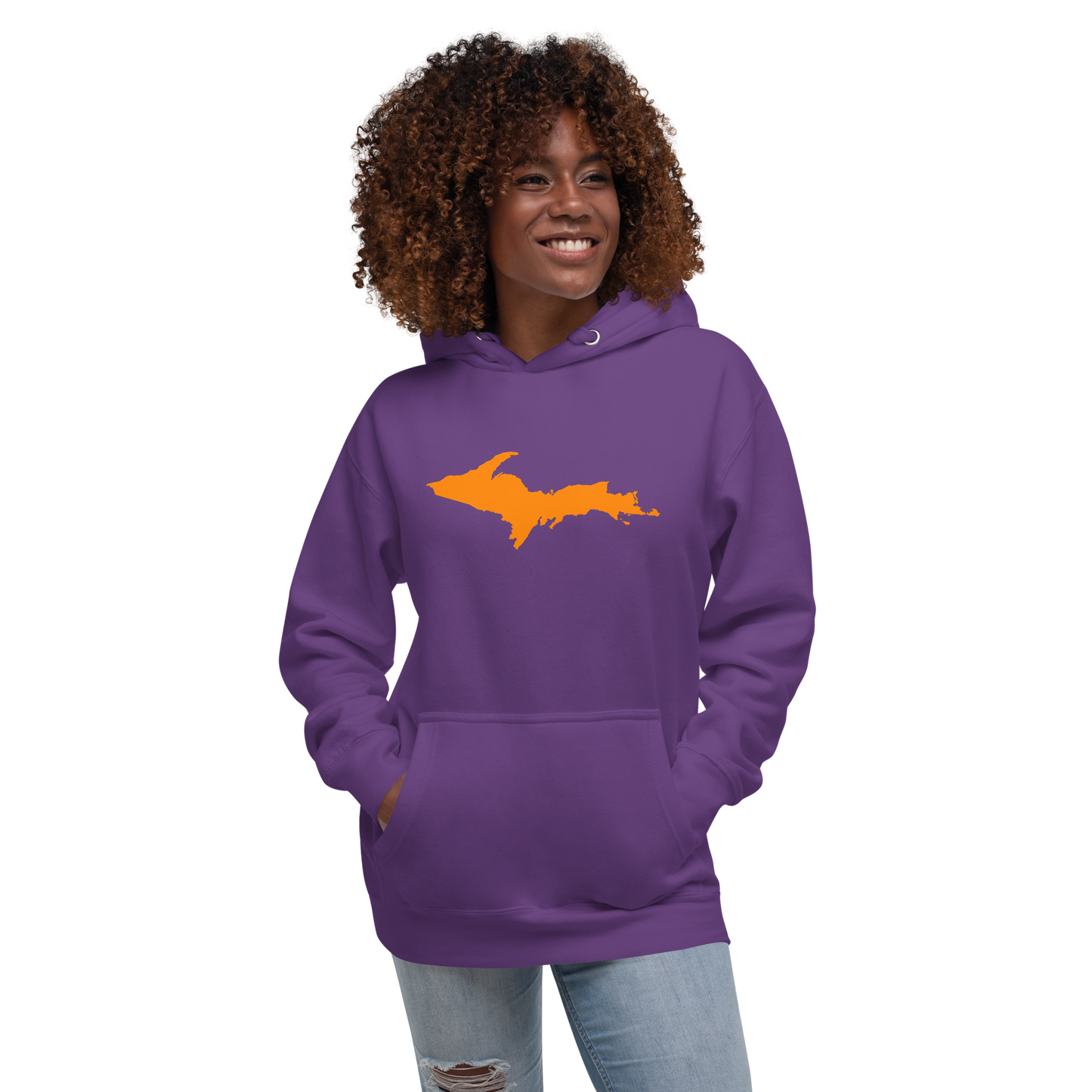 Michigan Upper Peninsula Hoodie (w/ Orange UP Outline) | Unisex Premium