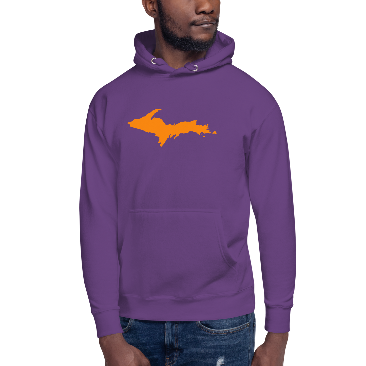 Michigan Upper Peninsula Hoodie (w/ Orange UP Outline) | Unisex Premium