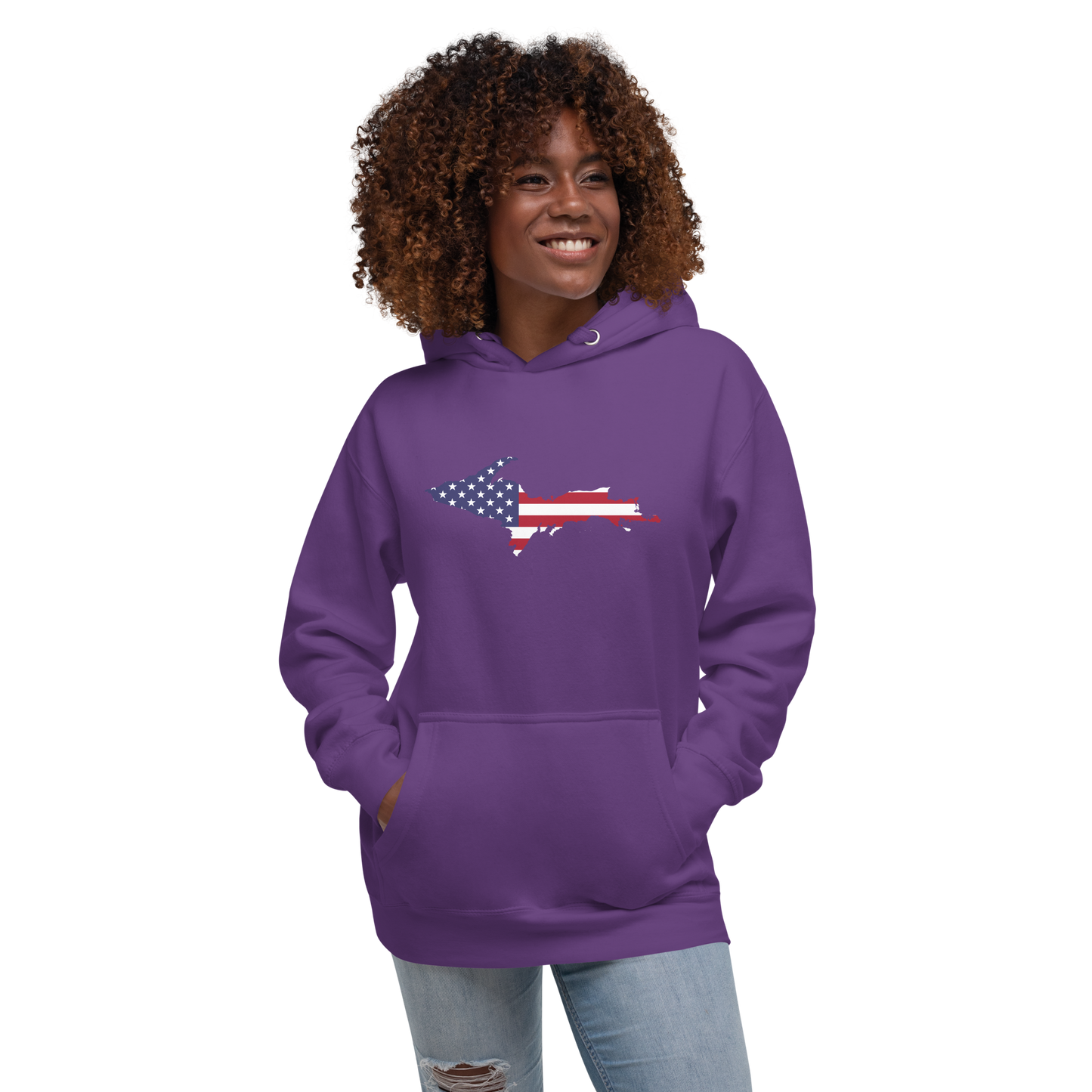 Michigan Upper Peninsula Hoodie (w/ UP USA Flag Outline) | Unisex Premium