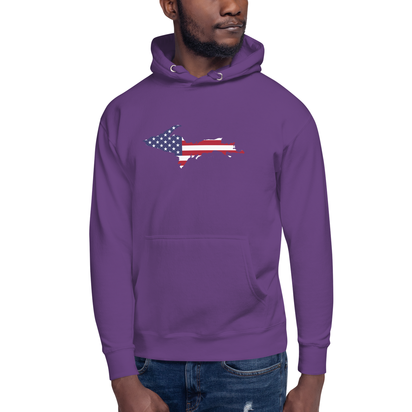 Michigan Upper Peninsula Hoodie (w/ UP USA Flag Outline) | Unisex Premium