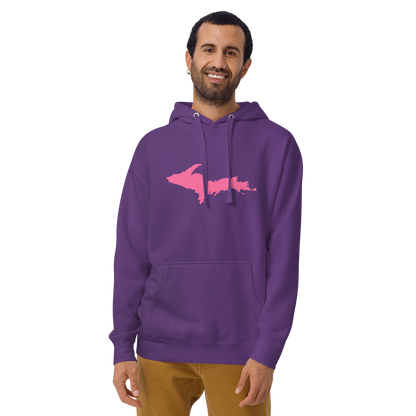 Michigan Upper Peninsula Hoodie (w/ Pink UP Outline) | Unisex Premium