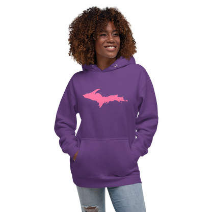 Michigan Upper Peninsula Hoodie (w/ Pink UP Outline) | Unisex Premium