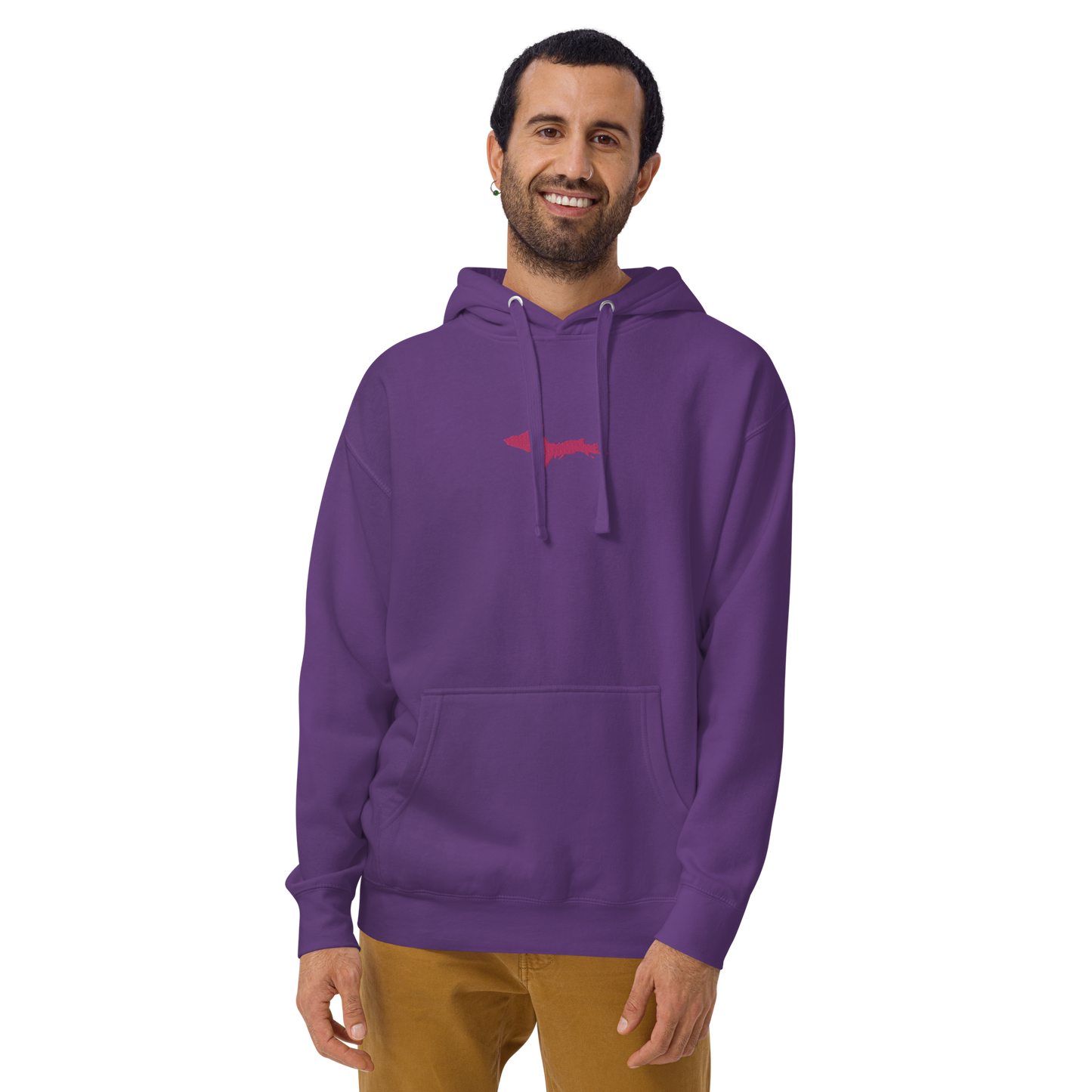 Michigan Upper Peninsula Hoodie (w/ Embroidered Pink UP Outline) | Unisex Premium