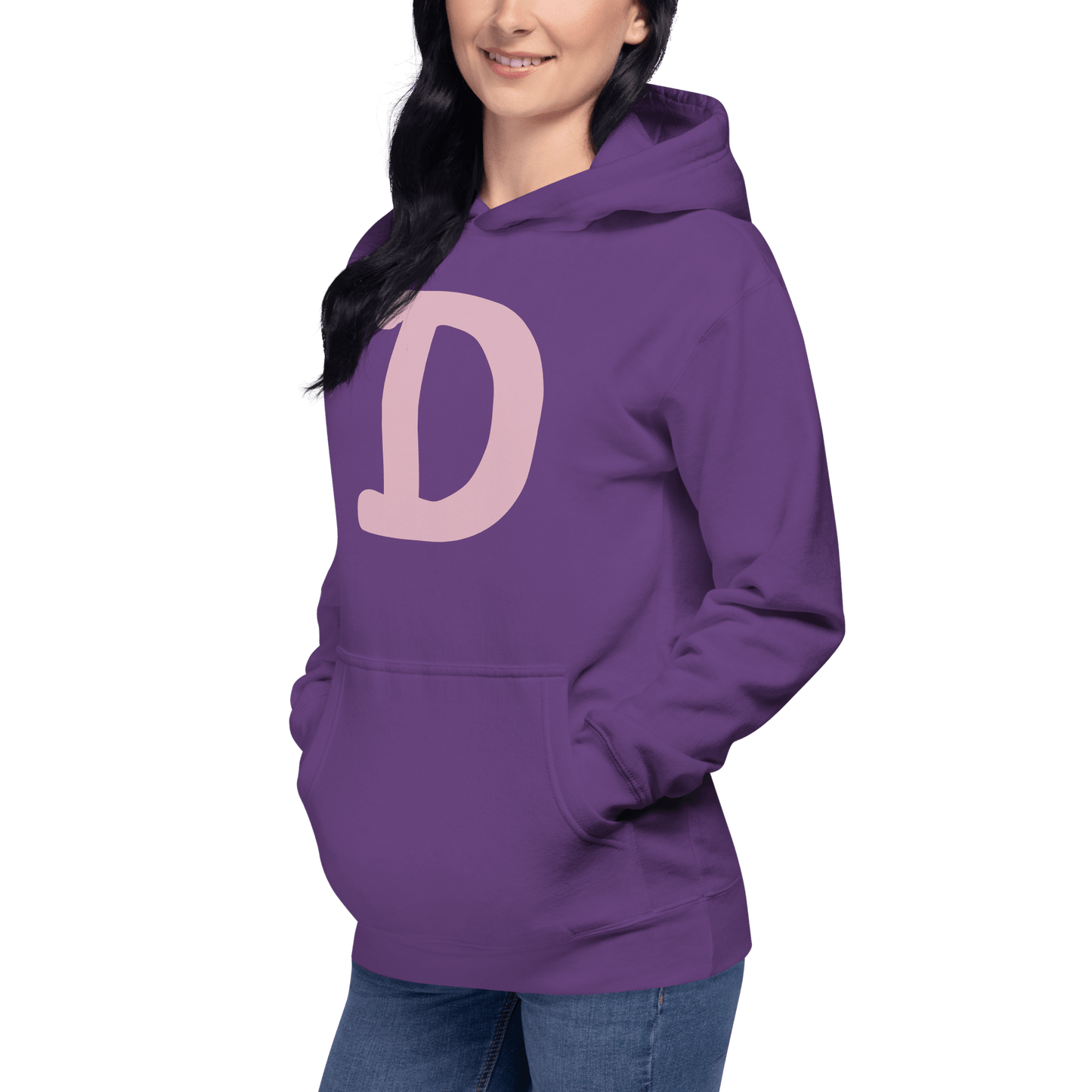 Detroit 'Old French D' Hoodie (Pink Full Body Outline) | Unisex Premium - Circumspice Michigan