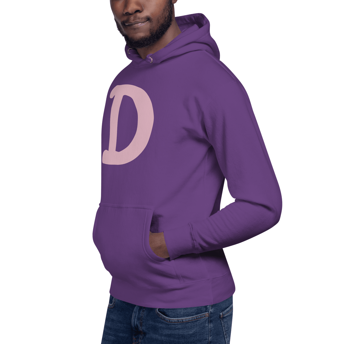 Detroit 'Old French D' Hoodie (Pink Full Body Outline) | Unisex Premium - Circumspice Michigan