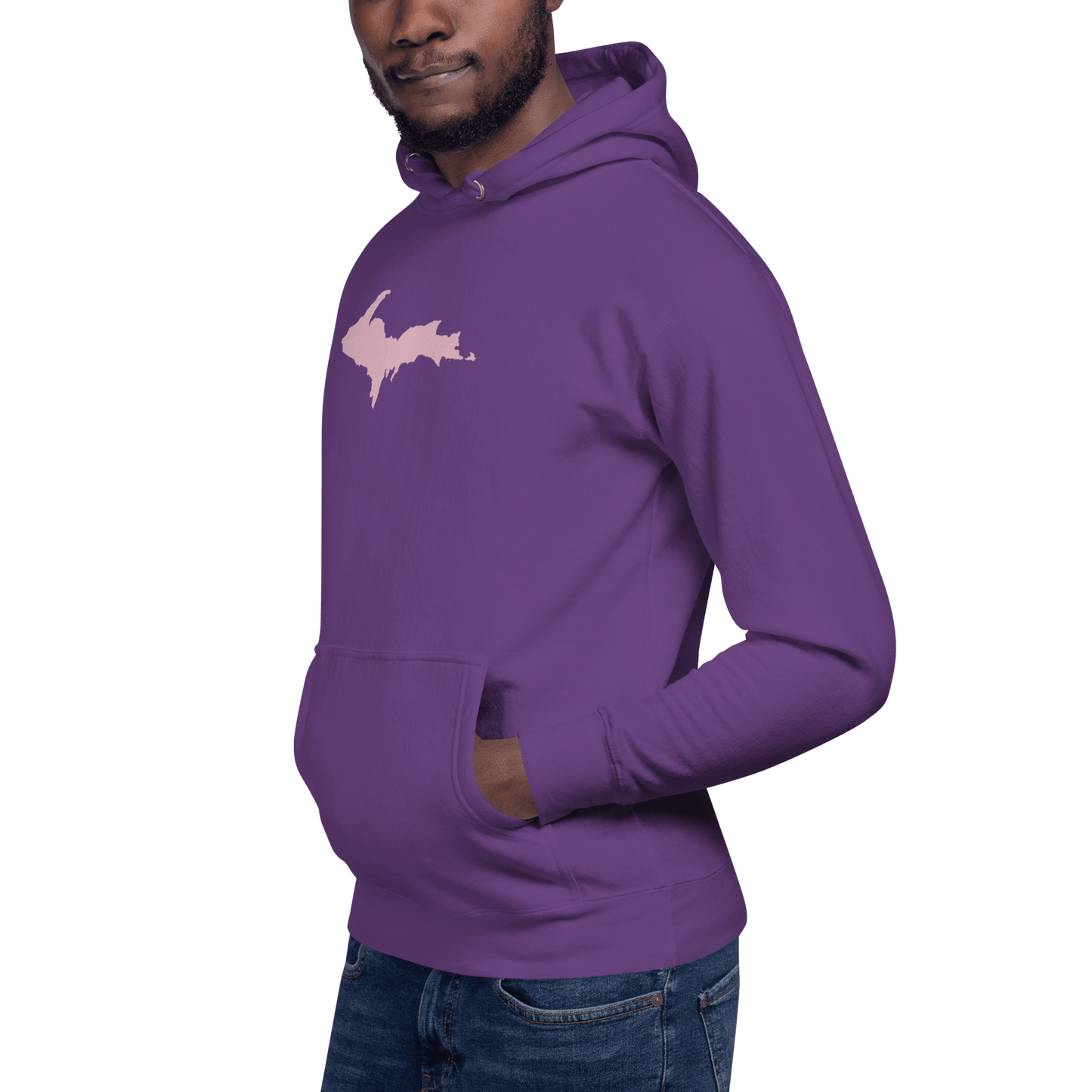 Upper Peninsula Hoodie (w/ Pink U.P. Outline) | Unisex Premium - Circumspice Michigan