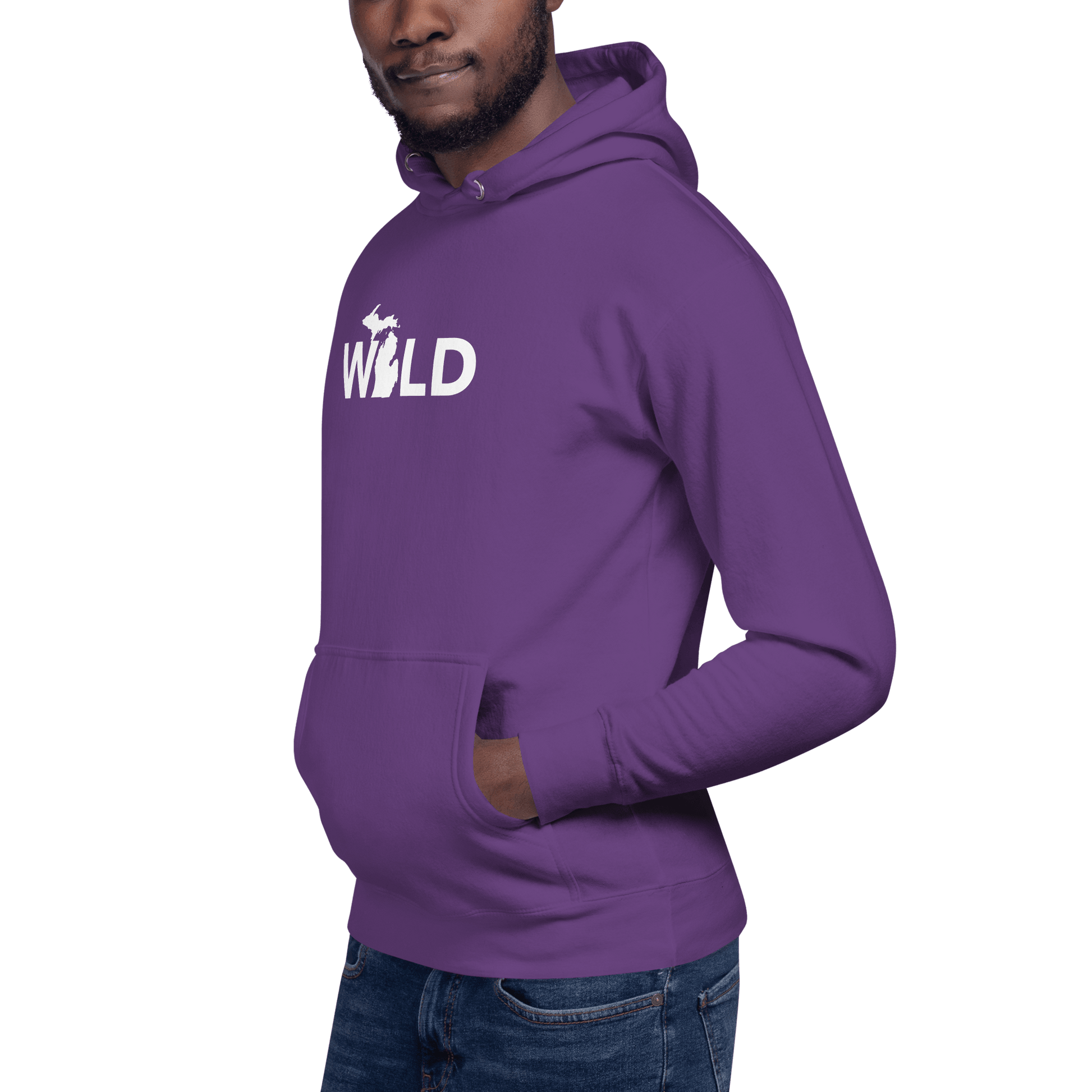 Michigan 'Wild' Hoodie (Geometric Sans Font w/ MI Outline) | Unisex Premium - Circumspice Michigan