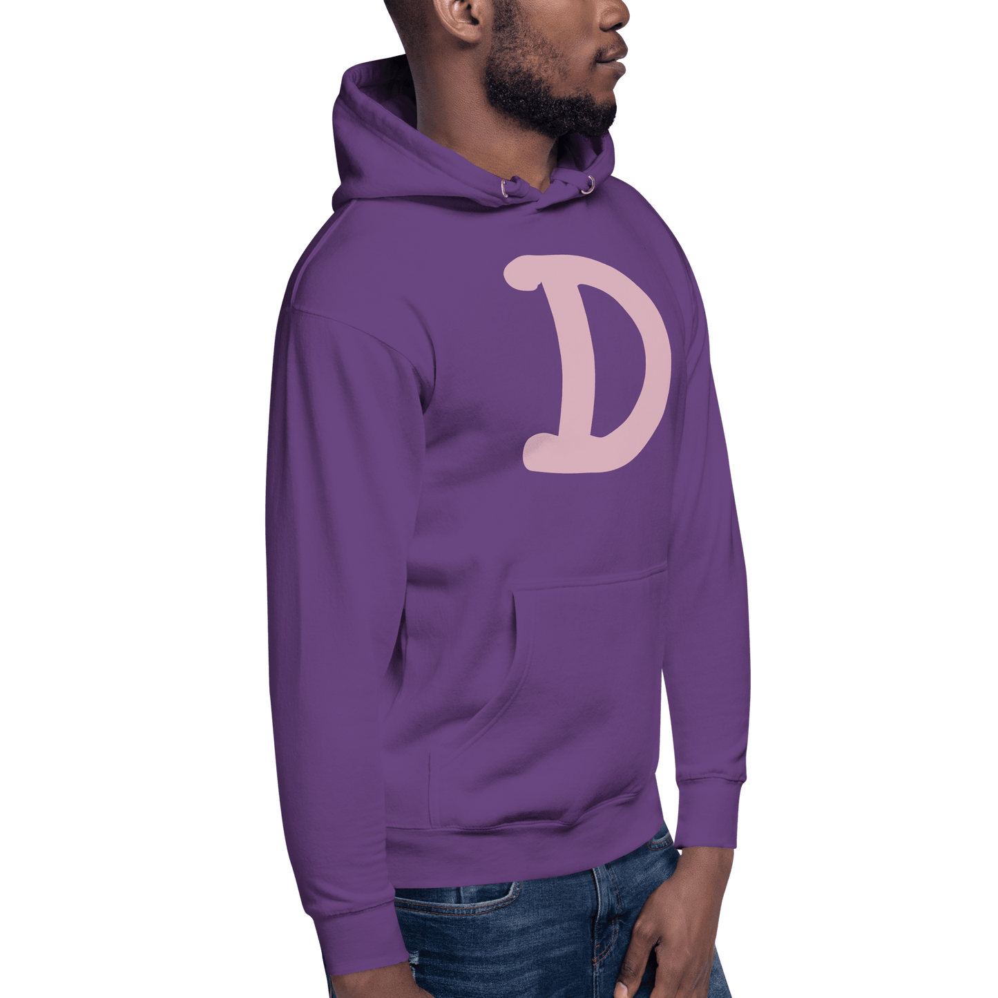 Detroit 'Old French D' Hoodie (Pink Full Body Outline) | Unisex Premium - Circumspice Michigan