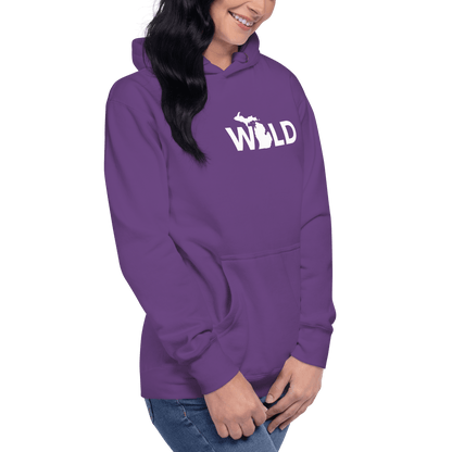 Michigan 'Wild' Hoodie (Geometric Sans Font w/ MI Outline) | Unisex Premium - Circumspice Michigan